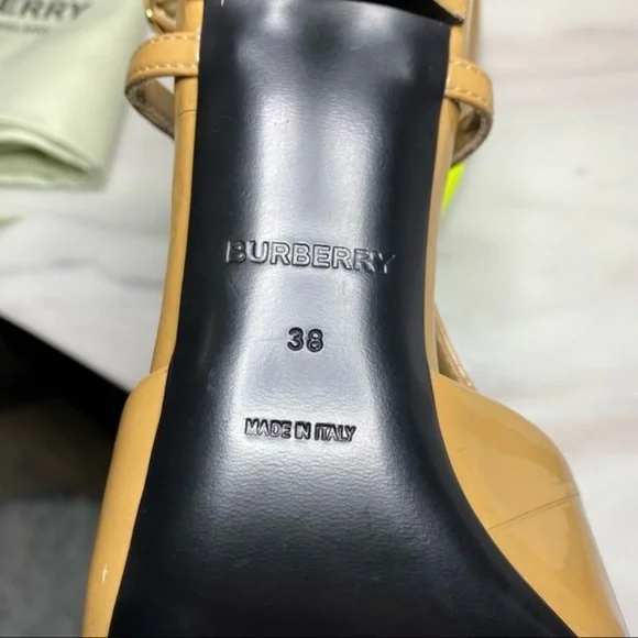 💯Auth.⭐️BURBERRY⭐️ Super Comfy!! Neon/Nude/Black Sling Back Heels NWT & OG Box! - Picture 9 of 15